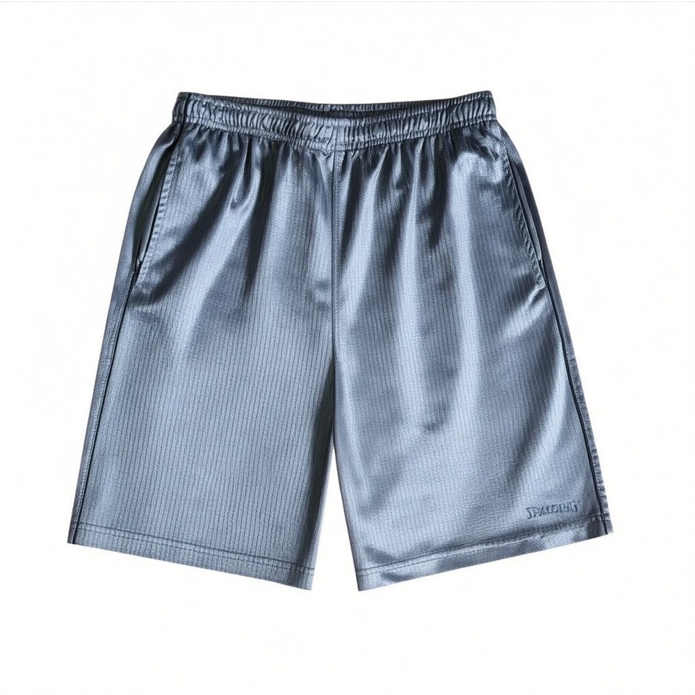 Spalding Shorts Mens Size L Large Solid Grey Gray Pull On Athletic Comfort